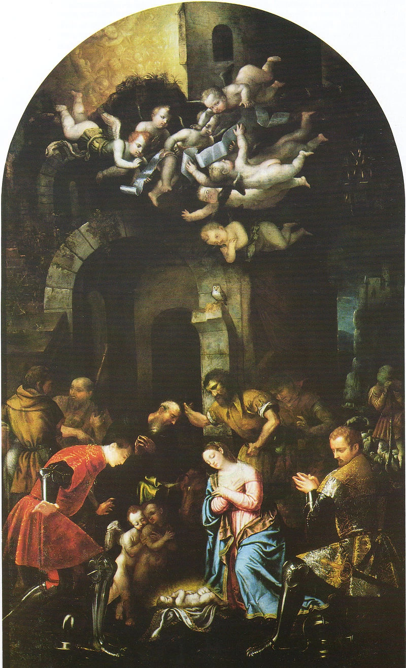144-Alessandro Bonvicino-Moretto-L'Adorazione dei pastori coi Santi Faustino e Giovita-Brescia